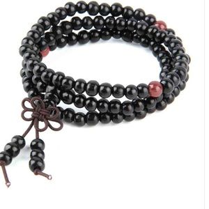 UNISEX BLACK 108CT MEDITATION BEAD BRACELET *NEW*